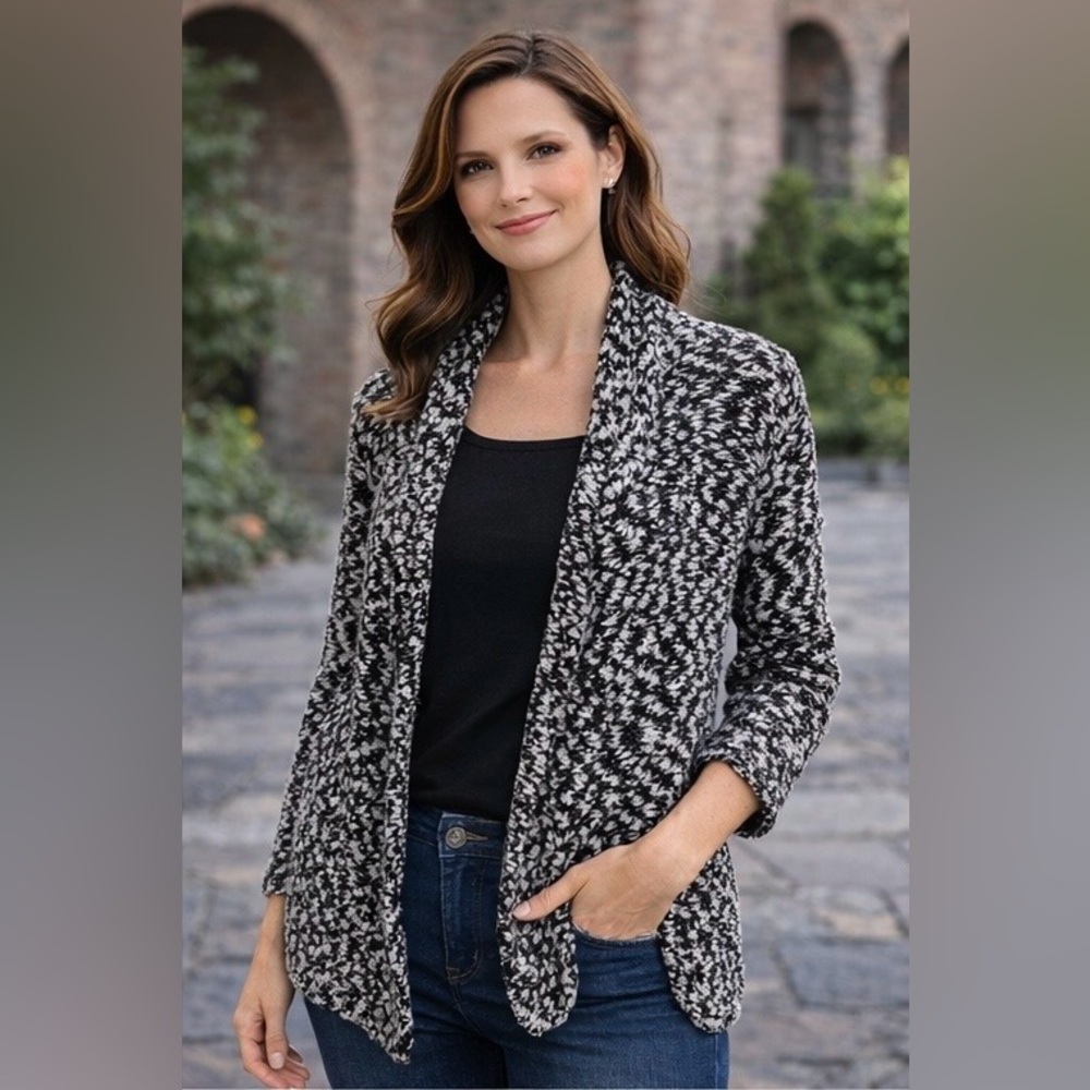 Women's Style & Co Black and White Large Cardigan